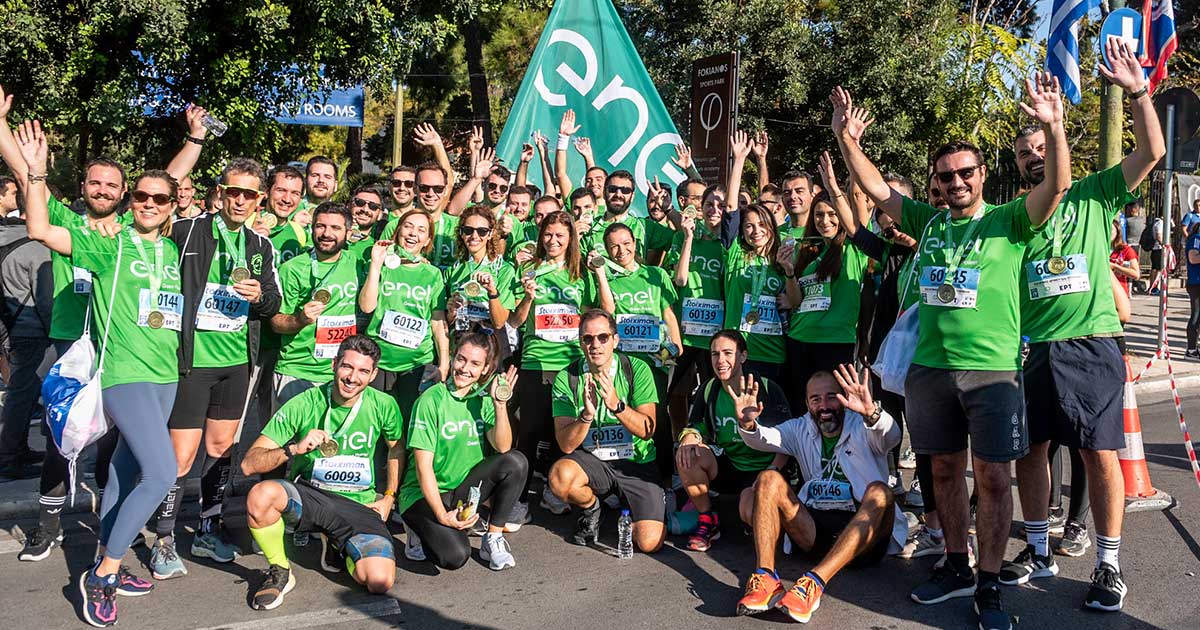 The Biggest "Green" Team Ran in the Authentic Athens Marathon Enel
